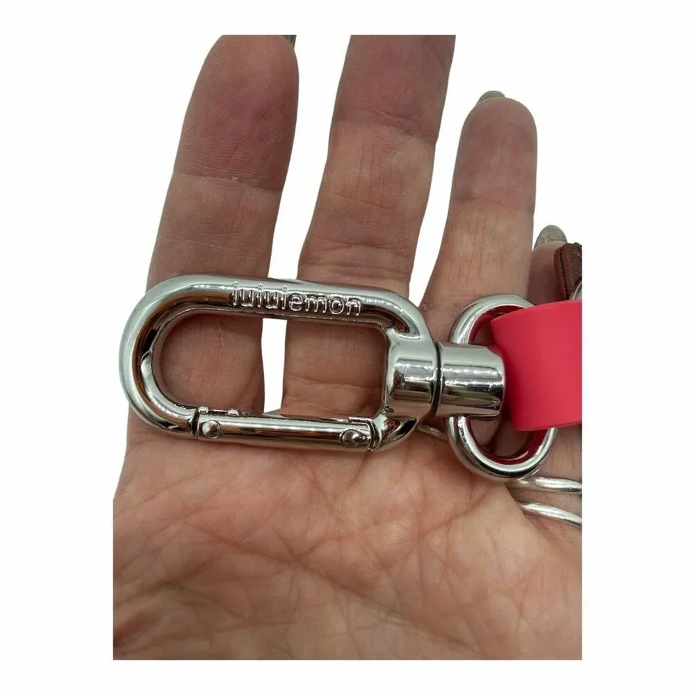 NWOT LULULEMON NEVER LOST KEYCHAIN WORDMARK PINK AND BROWN COLOR ONE SIZE